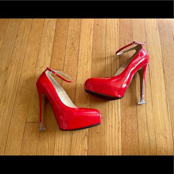 Brian Atwood Red Patent Leather Six Inch Pumps - Picture 1 of 12